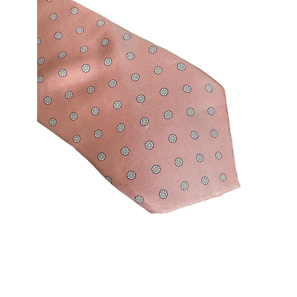 Envoy 100% Silk Men's Tie Pink‎ Floral Dot Pattern 58x3.25" — Flawed As is